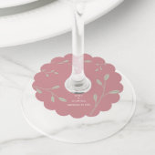 Dusty Roos Sage Groen Bladeren Namen Datum Bruilof Wijnglaslabel (Dichtbij)