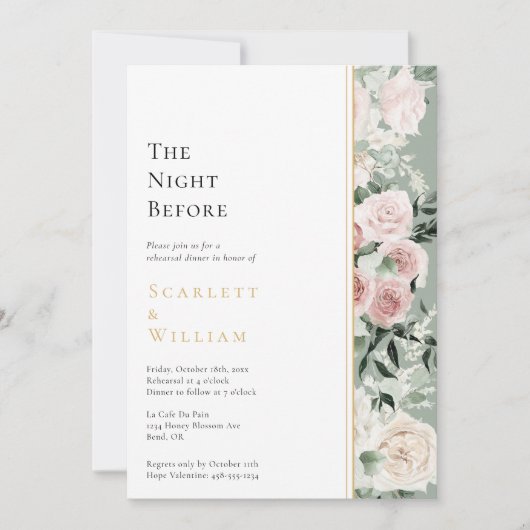 Dusty Roos Sage Modern Wedding de avond ervoor Kaart (Voorkant)