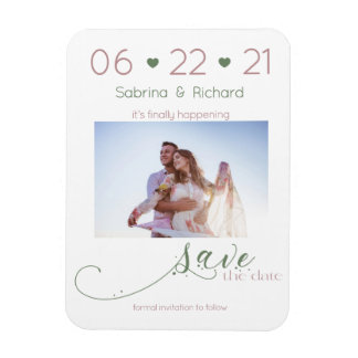 Dusty Roos & Sage Photo Minimalist Save the Date Magneet