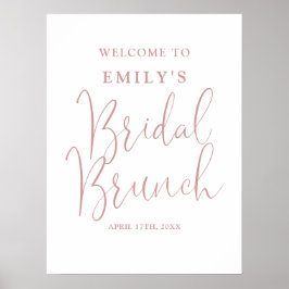 Dusty Roos Script Bridal Brunch Welkomstbord Poster