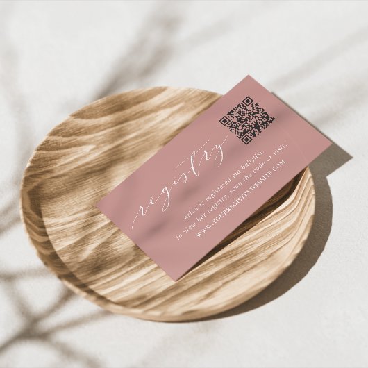 Dusty Roos Script Bridal of Baby shower Registry Informatiekaartje
