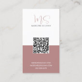Dusty Roos Script QR Code Modern Visitekaartje (Achterkant)