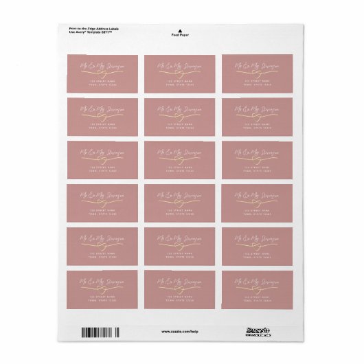 Dusty Roos Script Return Address Label (Full Sheet)