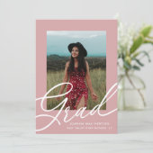 Dusty Roos Script Twee Foto Afstuderen Kaart (Staand voorkant)