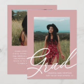 Dusty Roos Script Twee Foto Afstuderen Kaart (Voorkant / Achterkant)