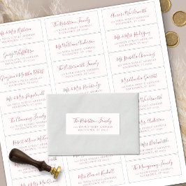 Dusty Roos Script Wedding Guest Adresetiketten Sticker