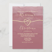Dusty Roos Script Wedding Invitation Kaart (Voorkant)