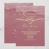 Dusty Roos Script Wedding Invitation Kaart (Voorkant / Achterkant)