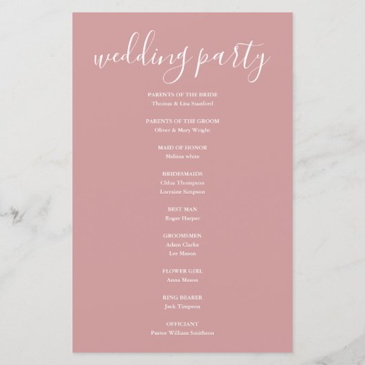 Dusty Roos Signature Script Wedding Program (Achterkant)