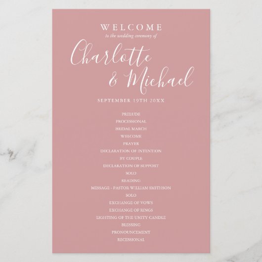 Dusty Roos Signature Script Wedding Program (Voorkant)