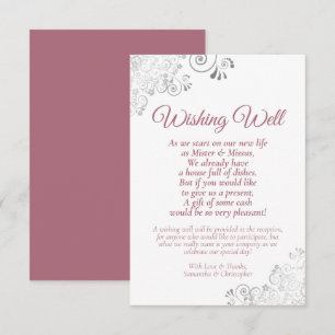 Dusty Roos Silver White Wedding Wishing Well Poem Informatiekaartje