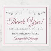 Dusty Roos Simple Elegant White Weddenschap Bedank Likeurfles Etiket (Enkel label)