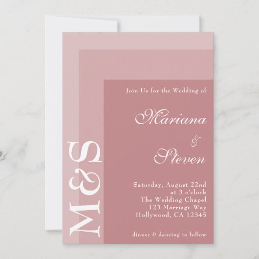 Dusty Roos Simple Modern Chic Script Wedding Invin Kaart (Voorkant)
