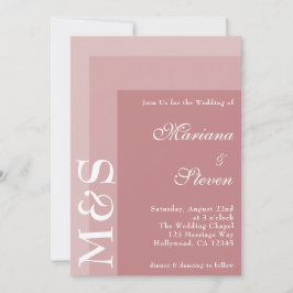 Dusty Roos Simple Modern Chic Script Wedding Invin Kaart