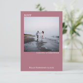 Dusty Roos Simple Modern Minimalist Photo Wedding RSVP Kaartje (Staand voorkant)
