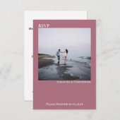 Dusty Roos Simple Modern Minimalist Photo Wedding RSVP Kaartje (Voorkant / Achterkant)
