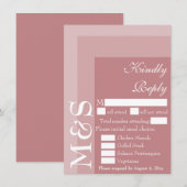Dusty Roos Simple Moderne Script Wedding RSVP-kaar Bedankkaart (Voorkant / Achterkant)