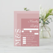 Dusty Roos Simple Moderne Script Wedding RSVP-kaar Bedankkaart (Staand voorkant)