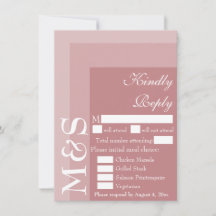 Dusty Roos Simple Moderne Script Wedding RSVP-kaar