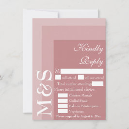 Dusty Roos Simple Moderne Script Wedding RSVP-kaar Bedankkaart