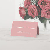 Dusty Roos Simple Pink White Calligraphy Wedding Plaatskaartje