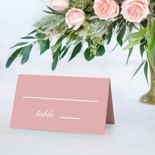 Dusty Roos Simple Pink White Calligraphy Wedding Plaatskaartje