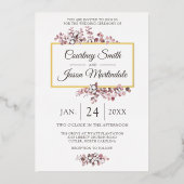 Dusty Roos Southern Cotton Boll Botanical Weddensc Folie Uitnodiging (Voorkant)