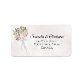Dusty Roos Spring Floral Bouquet Wedding Address Etiket (Voorkant)