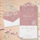 Dusty Roos String Lights Mason Jars Wedding All In One Uitnodiging