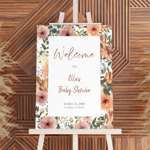 Dusty Roos Terracotta Floral Pattern Welcome Sign