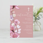 Dusty Roos Transparant Bloemen Bevestiging Kaart (Staand voorkant)