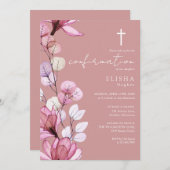 Dusty Roos Transparant Bloemen Bevestiging Kaart (Voorkant / Achterkant)