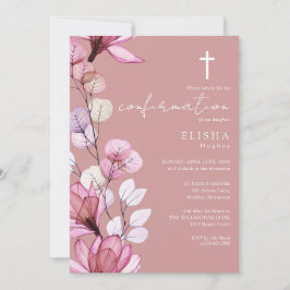 Dusty Roos Transparant Bloemen Bevestiging Kaart