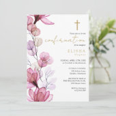 Dusty Roos Transparant Bloemen Goud Bevestiging Kaart (Staand voorkant)