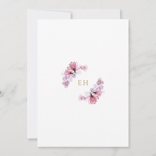 Dusty Roos Transparant Bloemen Goud Bevestiging Kaart (Achterkant)