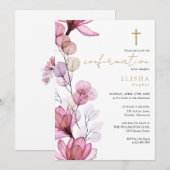 Dusty Roos Transparant Bloemen Goud Bevestiging Kaart (Voorkant / Achterkant)