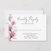 Dusty Roos Transparant Bloemen Monogram Bruiloft RSVP Kaartje (Voorkant)