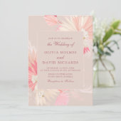 Dusty Roos Tropical Orchid Wedding Invitation Kaart (Staand voorkant)
