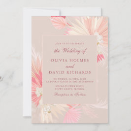 Dusty Roos Tropical Orchid Wedding Invitation Kaart