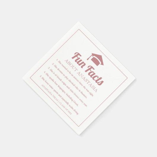 Dusty roos typografie Fun Facts graducap Servet (Hoek)