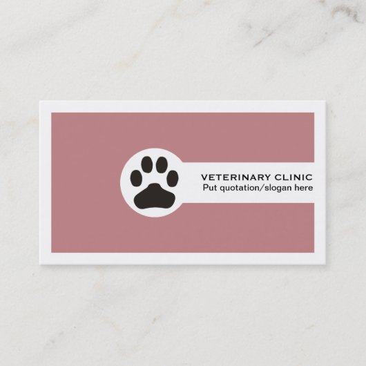 Dusty roos Vet/Veterinary Clinic minimalist Visitekaartje (Voorkant)
