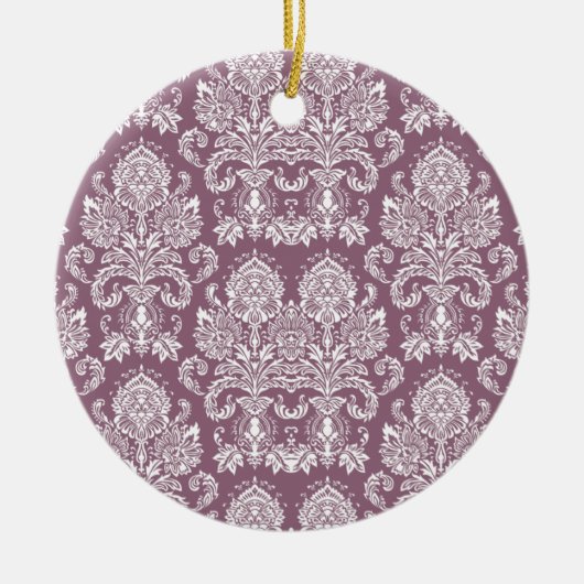 Dusty Roos Victoriaans Damask Keramisch Ornament (Voorkant)