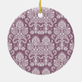 Dusty Roos Victoriaans Damask Keramisch Ornament (Achterkant)