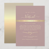 Dusty Roos Virtual Wedding Invitation Kaart (Voorkant / Achterkant)