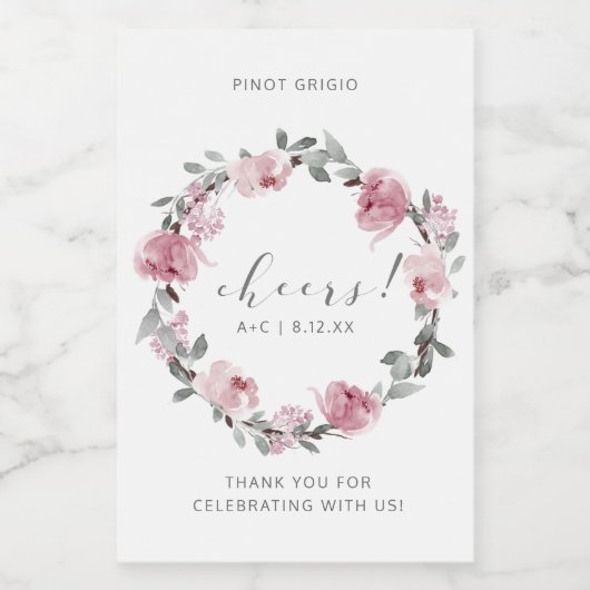 Dusty Roos Vrijgezellenfeest Wedding Wijn Etiket (Enkel label)