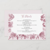 Dusty Roos Waterverf Bloemen bruiloft Details Informatiekaartje (Voorkant / Achterkant)