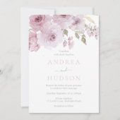 Dusty Roos Waterverf Bloemen Bruiloft Kaart (Voorkant)