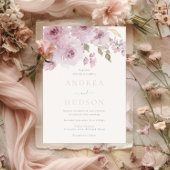 Dusty Roos Waterverf Bloemen Bruiloft Kaart