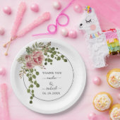 Dusty roos waterverf bloemen Dank je bruiloft Papieren Bordje (Feest)