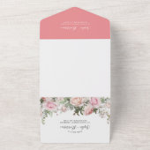 Dusty Roos Waterverf Blush Pink Flowers Weddenscha All In One Uitnodiging (Buitenkant)